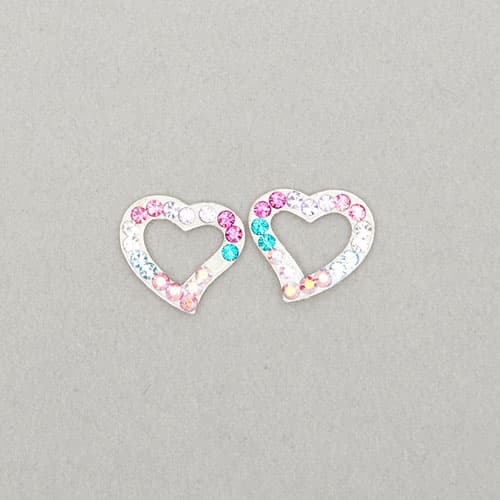 Kids Sterling Silver & Multi-Color Heart Stud Earrings - image 