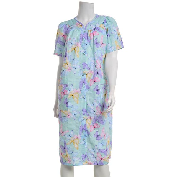 Womens Elegant Emily Short Sleeve Butterflies Trapunto Duster - image 