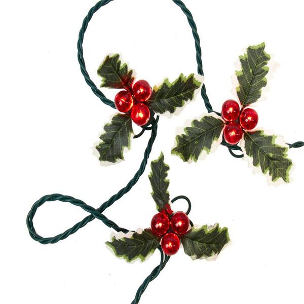 Kurt Adler UL 36-Light Holly Berry Clusters Light Set - image 
