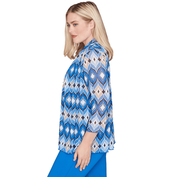 Plus Size Alfred Dunner Barcelona Geometric Two In One Blouse
