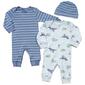 Baby Boy &#40;NB-9M&#41; Carters&#40;R&#41; 3pc. Dino & Stripe Jumpsuits - image 1