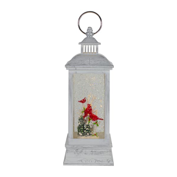 Northlight Seasonal Brushed Silver Christmas Cardinals Snow Globe
