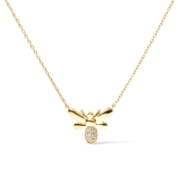 Haus of Brilliance 10kt. Gold Diamond Bumble Bee Pendant