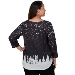 Plus Size Ruby Rd. Happy Holidays Santa''s Sleigh Scenic Tee