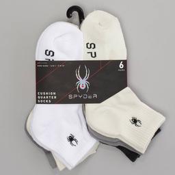Mens Spyder 6pk. Solid Quarter Socks