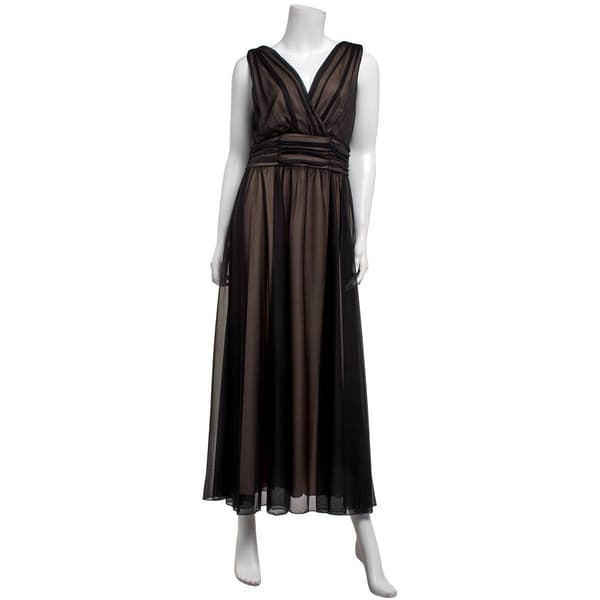 Petite Connected Apparel Surplice Neck Ruched Waist Evening Gown - image 