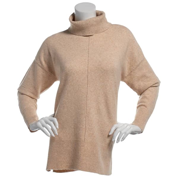 Womens Calvin Klein Long Sleeve Rib Panel Turtleneck Sweater - image 