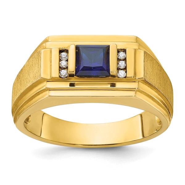 Mens Gentlemens Classics(tm) 14kt Gold Created Square Sapphire Ring - image 