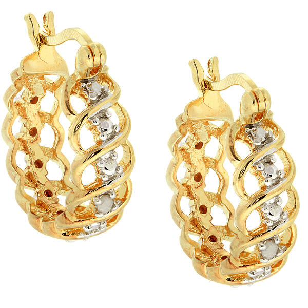 Accents by Gianni Argento Gold Diamond Accent Swirl Hoop Earrings - image 