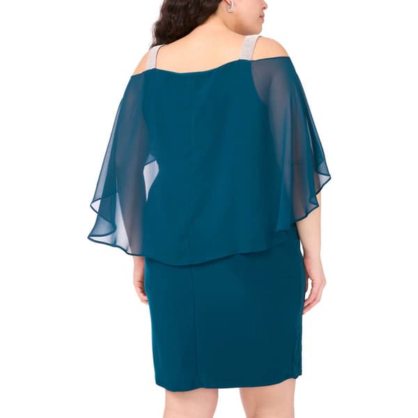 Plus Size MSK Capelet Overlay Side Drape A-Line Dress