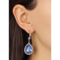 1928 Silver-Tone Blue Teardrop Leverback Earrings - image 2