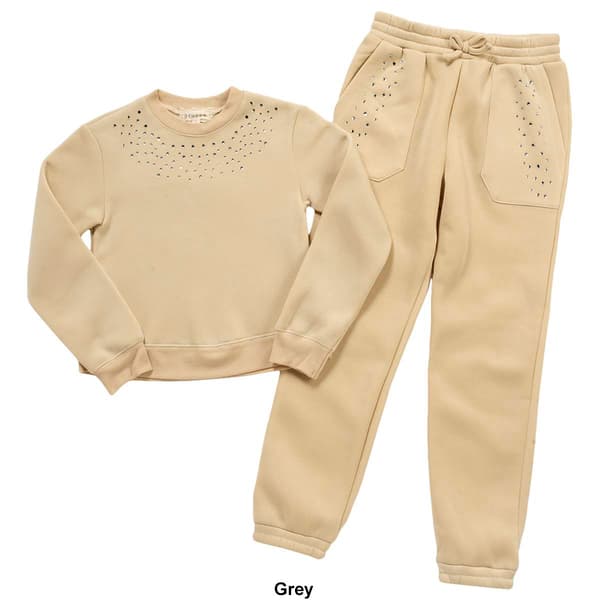 Girls &#40;7-12&#41; BTween&#174; Fleece Rhinestone Joggers Set