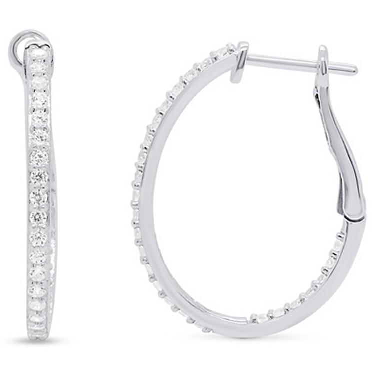 Diamond Classics(tm) Sterling Silver 1/2ctw. Diamond Hoop Earrings
