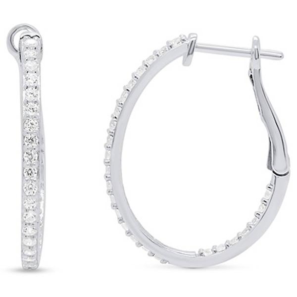 Diamond Classics(tm) Sterling Silver 1/2ctw. Diamond Hoop Earrings