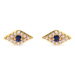 Haus of Brilliance 10kt. Gold Sapphire & Diamond Stud Earrings