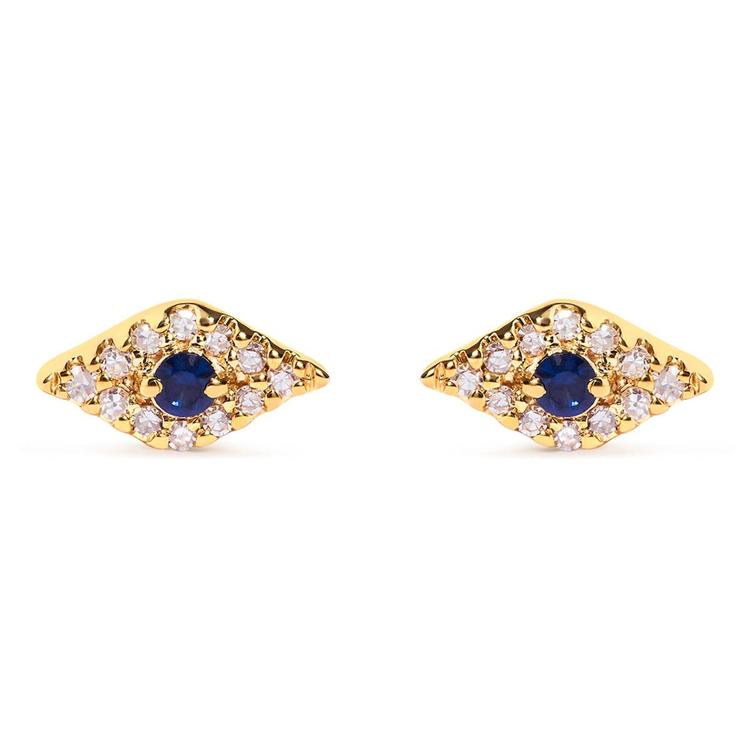 Haus of Brilliance 10kt. Gold Sapphire & Diamond Stud Earrings