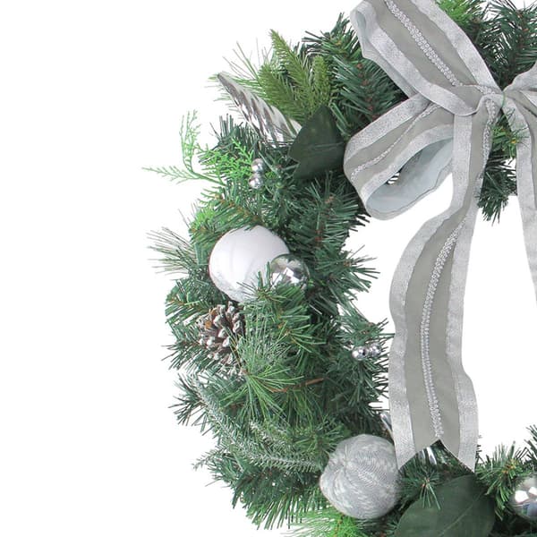 Northlight Seasonal 24in. White And Silver Pine Christmas Wreath