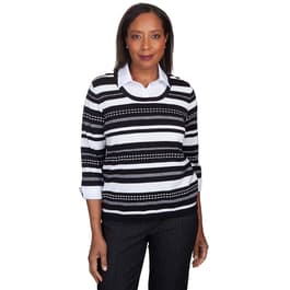 Womens Alfred Dunner World Traveler Stripe 2Fer Sweater