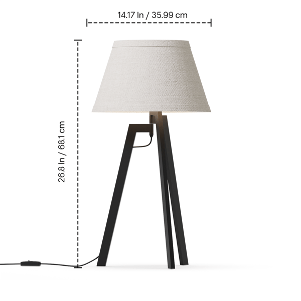 Infibrite 27in. Architectural Tripod Table Lamp w/ Textured Shade