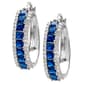 Gianni Argento Fine Silver Plated Lab Sapphire Line Hoop Earrings - image 1