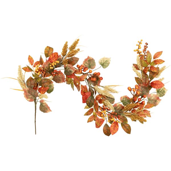 Northlight 5ft. Autumn Leaves & Berries Fall Harvest Garland