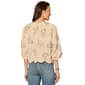 Womens Democracy Elbow Sleeve Scallop Hem Embroidery Blouse - image 2