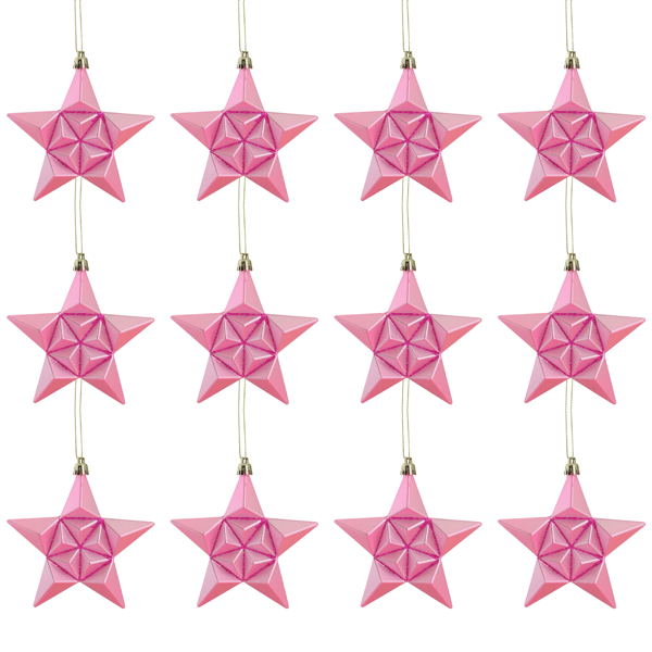 DAK 12ct. Matte Glittered Star Shatterproof Ornaments