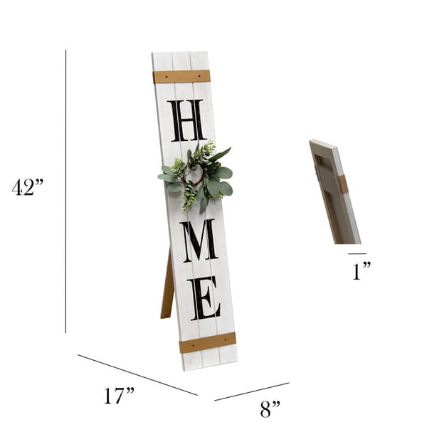 Elegant Designs Seasonal "Home" Porch Sign w/ Floral Wreaths
