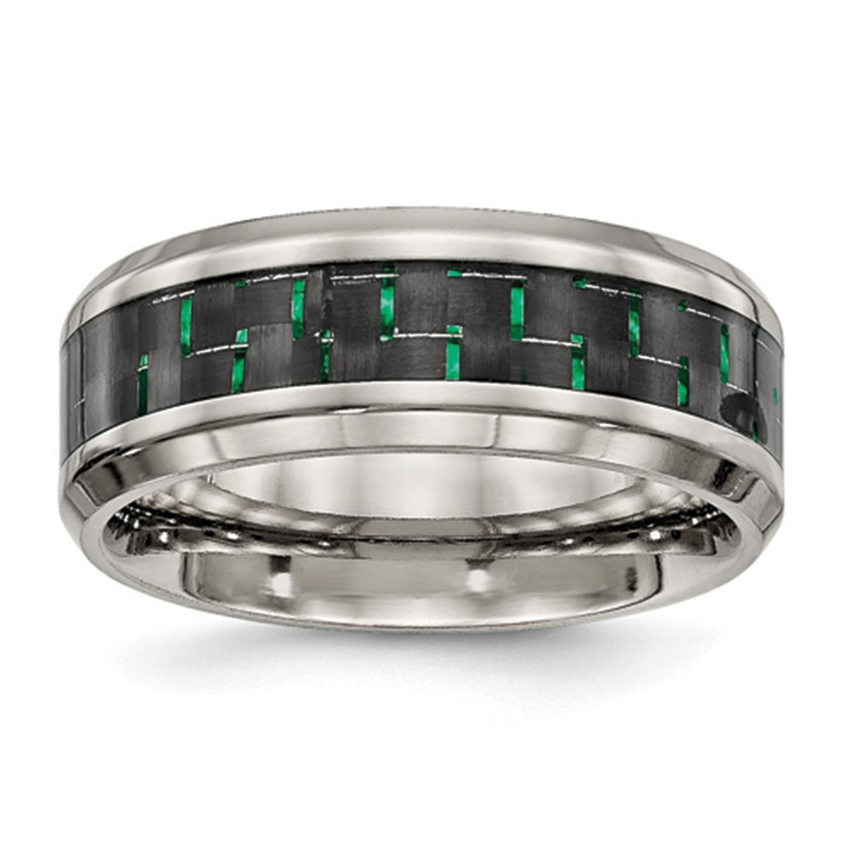 Mens Endless Affection™ Black & Green Carbon Fiber Inlay...