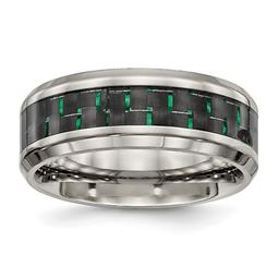 Mens Endless Affection(tm) Black & Green Carbon Fiber Inlay Band