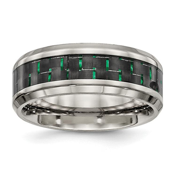 Mens Endless Affection(tm) Black & Green Carbon Fiber Inlay Band