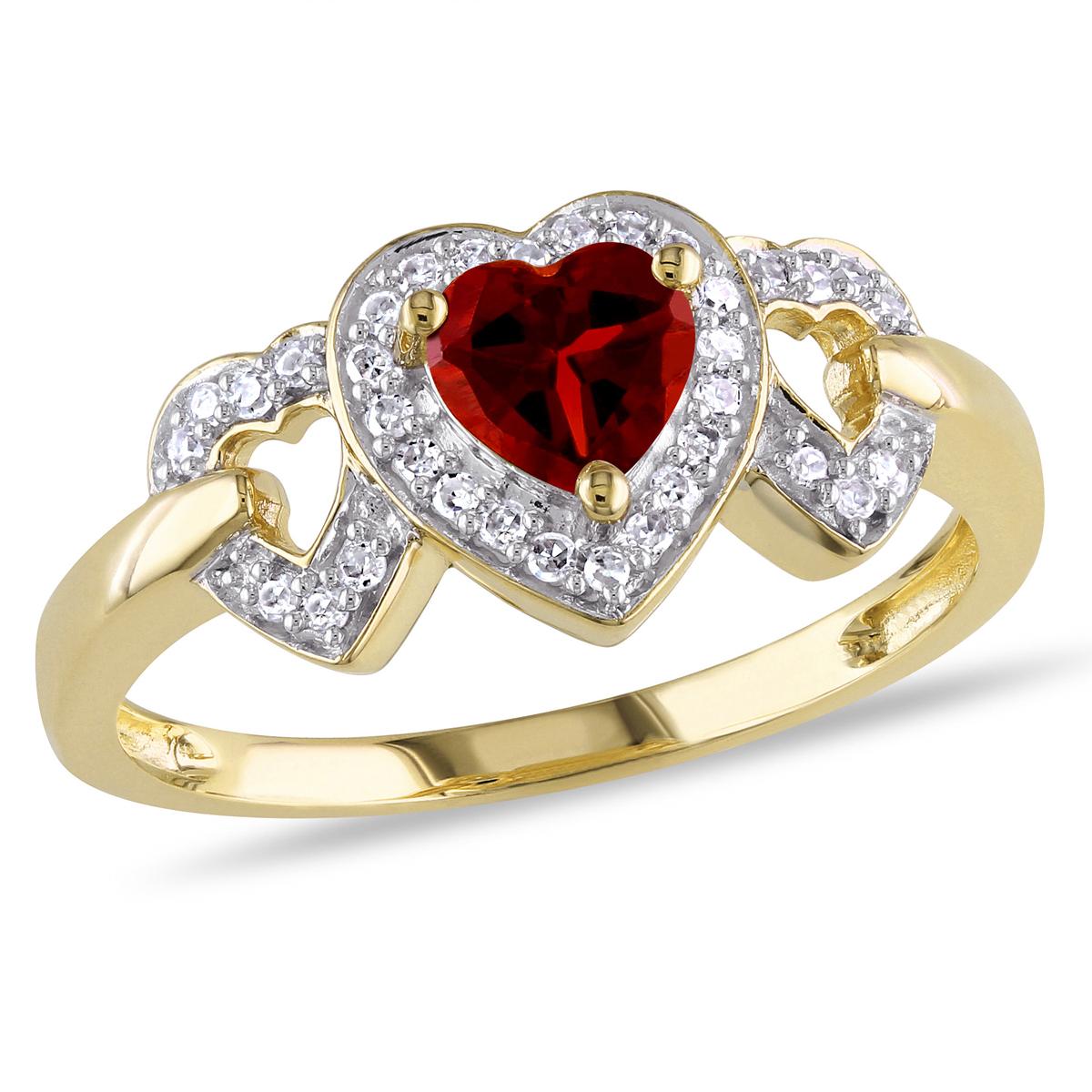 Gemstone Classics™ 10kt. Yellow Gold Garnet Triple Heart...