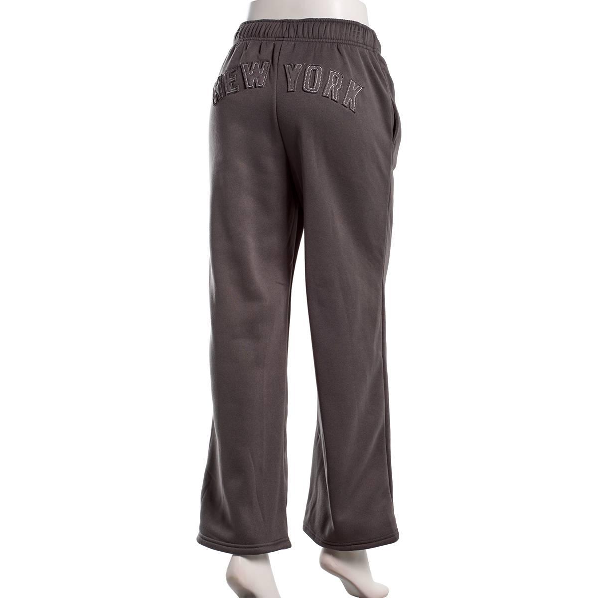 Juniors No Comment Fleece Applique New York Wide Leg Sweatpants