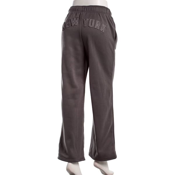 Juniors No Comment Fleece Applique New York Wide Leg Sweatpants