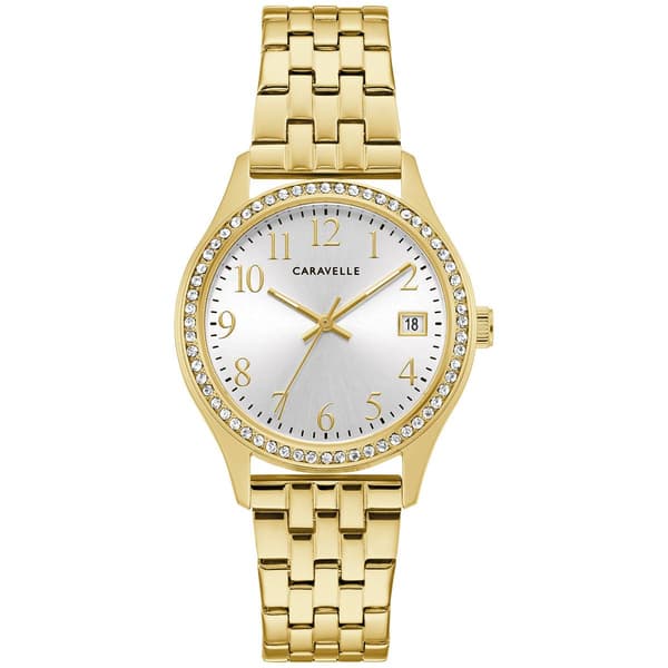 Women Carvavelle by Bulova Crystal Gold-Tone Watch Box Set-44X101