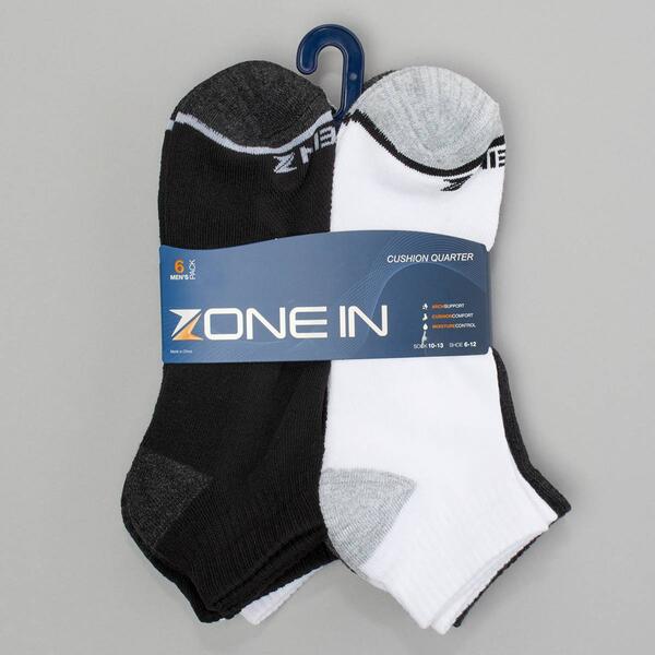 Mens Zone In 6pk. Color Block/Marled Quarter Socks - image 