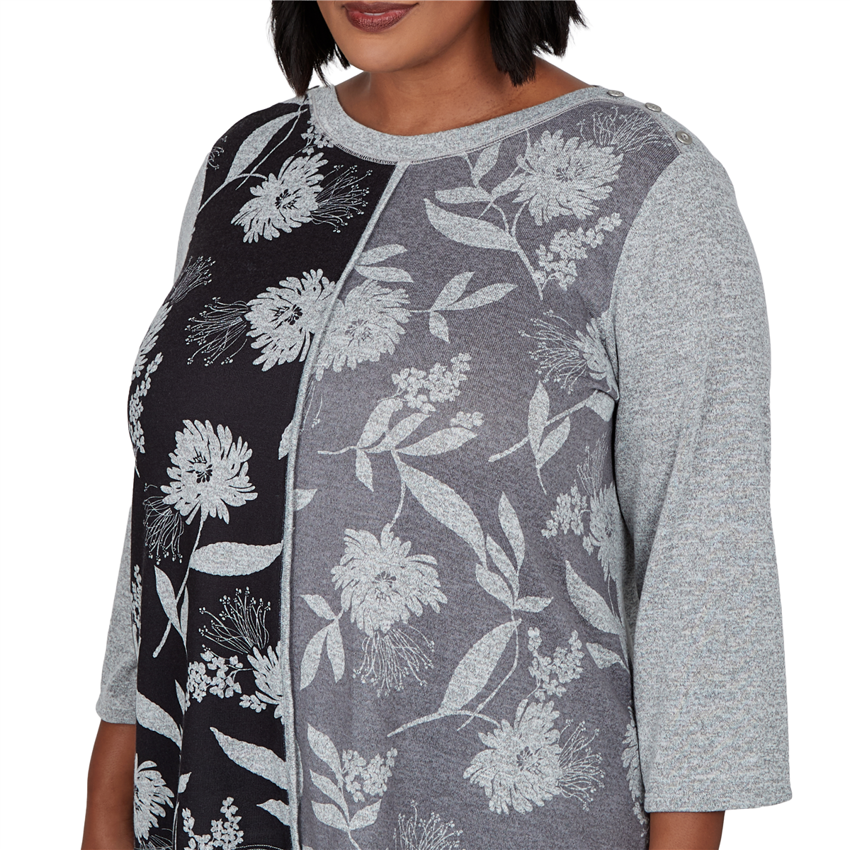 Plus Size Alfred Dunner Weekend Warrior Floral Knit Blouse