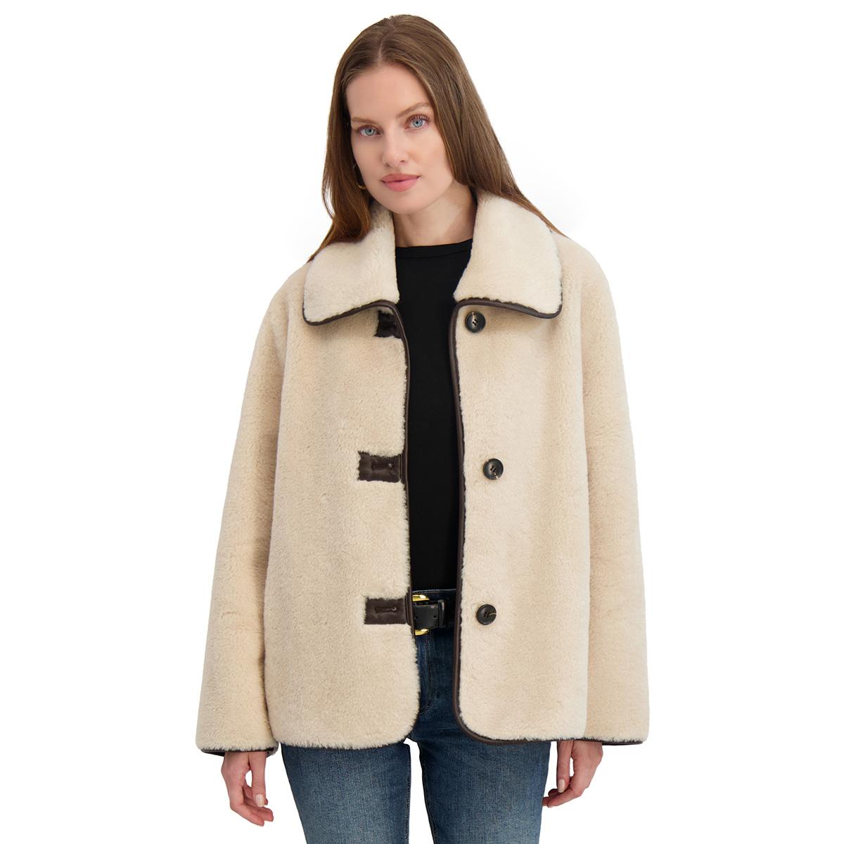 Womens Tahari Kai Short Faux Shearling Jacket