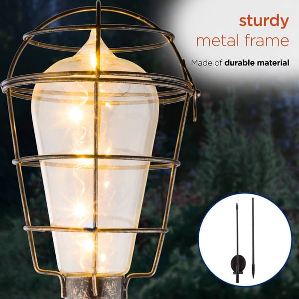 Alpine Solar Edison Bulb Garden Stake w/ LED Lights - Set of 2