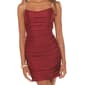 Juniors Crystal Doll Satin Rhinestone Cross Back Sheath Dress - image 3