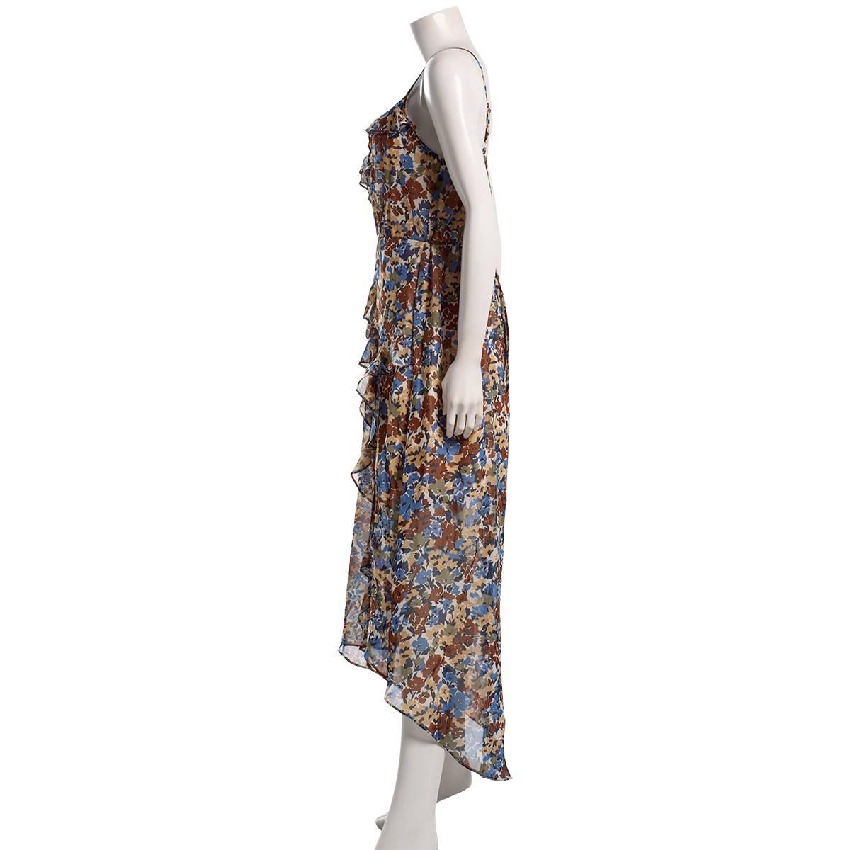 Juniors A. Byer Floral Asymmetrical Ruffle Side Slit Midi Dress