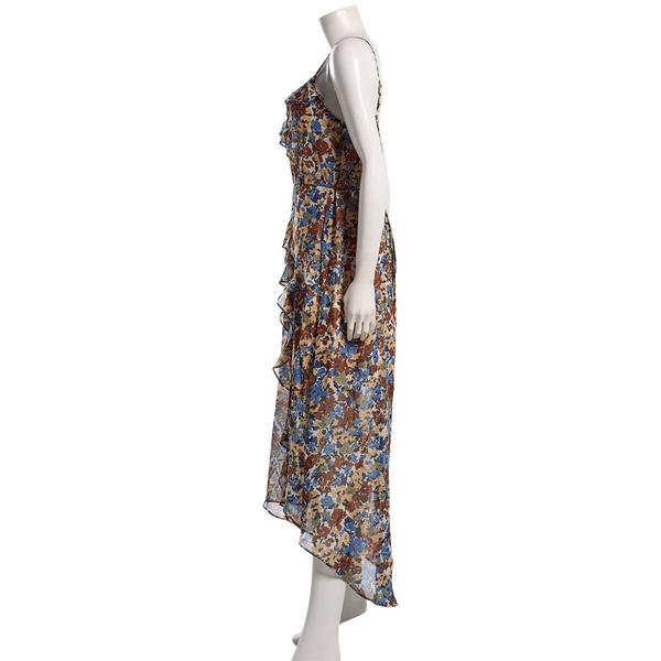 Juniors A. Byer Floral Asymmetrical Ruffle Side Slit Midi Dress