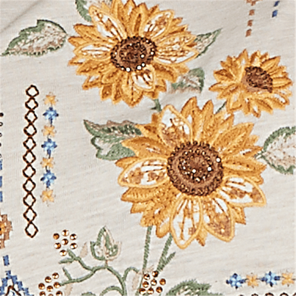 Petite Alfred Dunner Tuscany Sunflower Embroidered Blouse