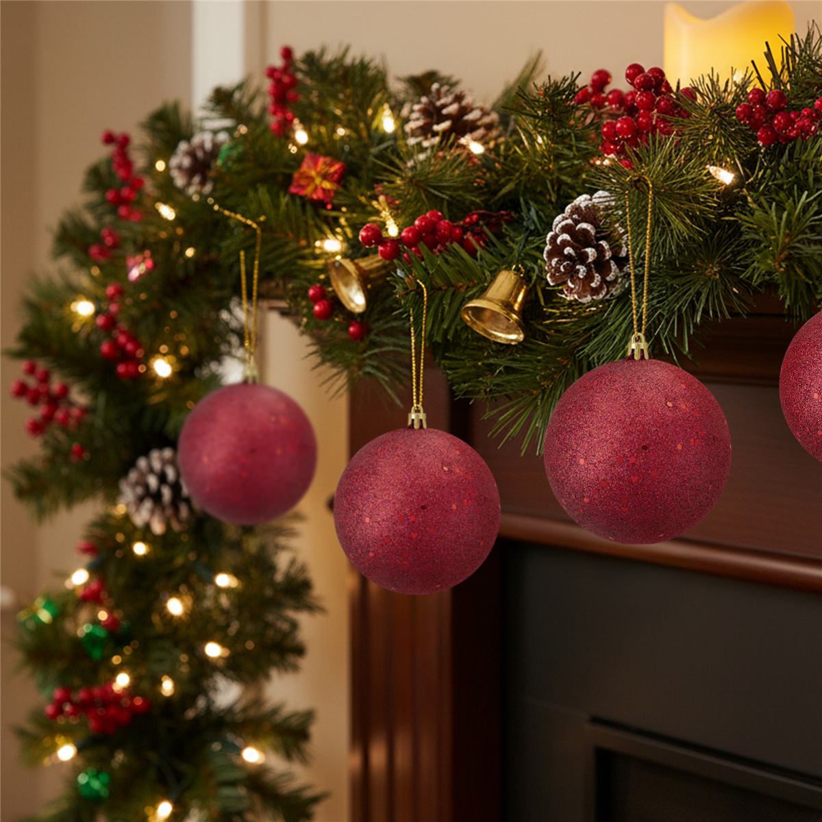 Northlight Holographic Glitter Burgundy Christmas Ball Ornament