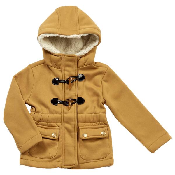 Toddler Girl Pink Platinum Toggle Button Hooded Sherpa Jacket - image 