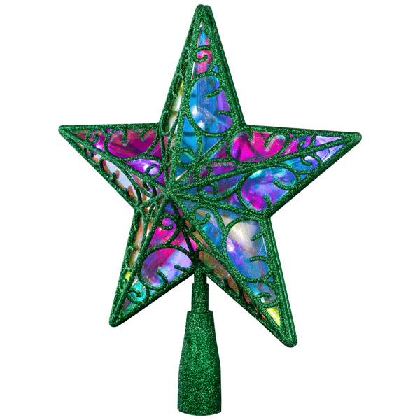 Northlight LED Green Star Glittered Christmas Tree Topper