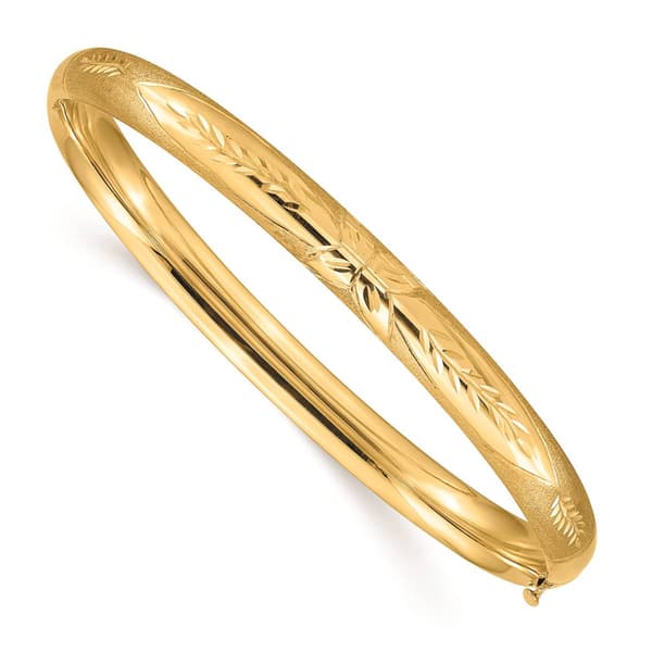 Gold Classics&#40;tm&#41; 14kt.Gold 4/16 Florentine Engraved Bangle Bracelet - image 