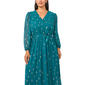 Plus Size MSK Long Sleeve Surplice Neck Chiffon Foil Midi Dress - image 4