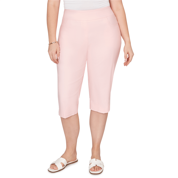 Plus Size Ruby Rd. Key Items Pull On Silky Tech Solid Capris - image 
