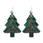 Bugle Bead Christmas Tree Drop Earrings - image 1